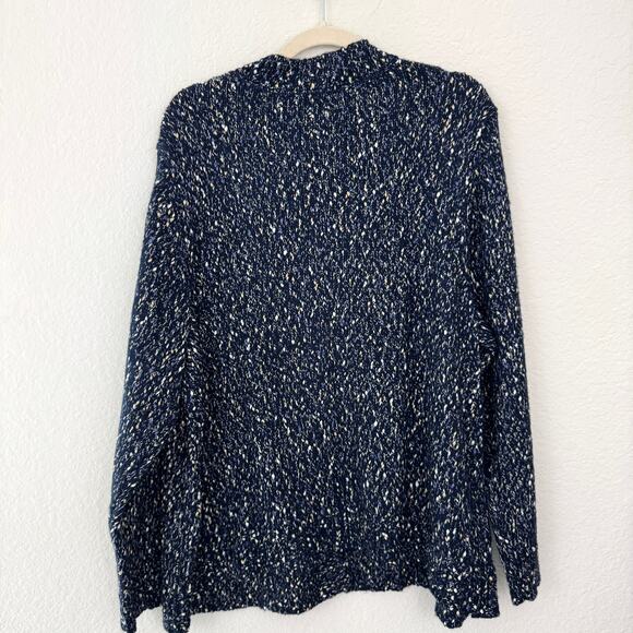 J. Jill Womens Cardigan Sweater Size 3X Metallic Marled Knit Classic Office Blue - Picture 3 of 8